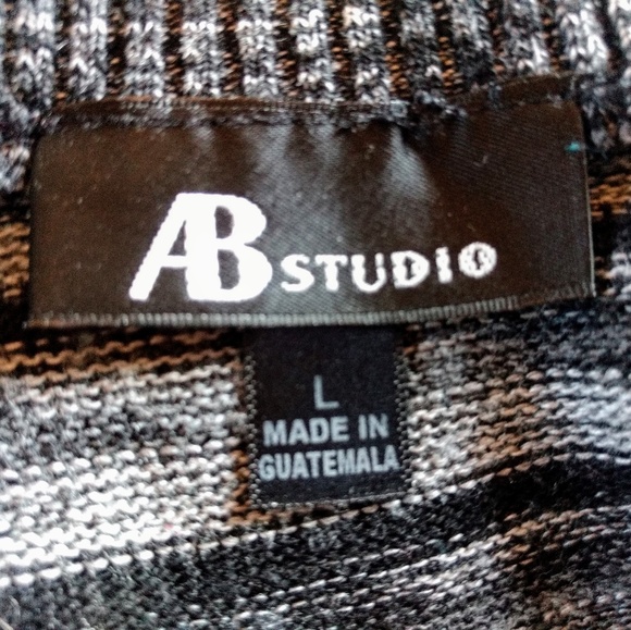 AB Studio Black and Grey Sweater Poncho - Picture 3 of 8